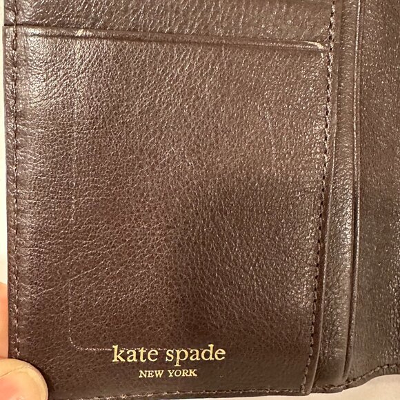 NWOT Kate Spade Wallet Purple Nylon with Brown Leather & Polkadot Interior - Picture 13 of 14